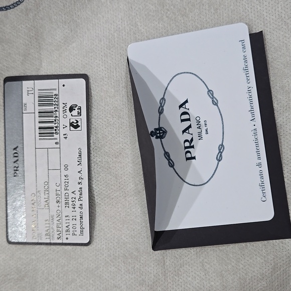 Authentic Prada Saffiano Soft Calfskin Leather Top Handle Bag with Strap Baltico - Picture 11 of 12